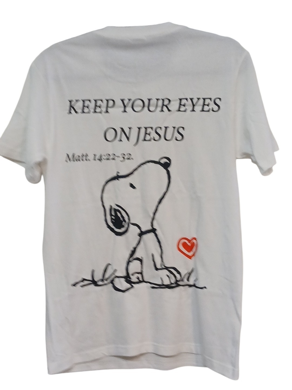 Peanuts - Snoopy Praying Matthew 14:22- 32 Short Sleeve, Crew Neck, 100% Cotton - Picture 6 of 8